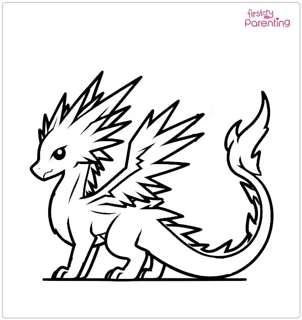 Lightning Dragon Colouring Page