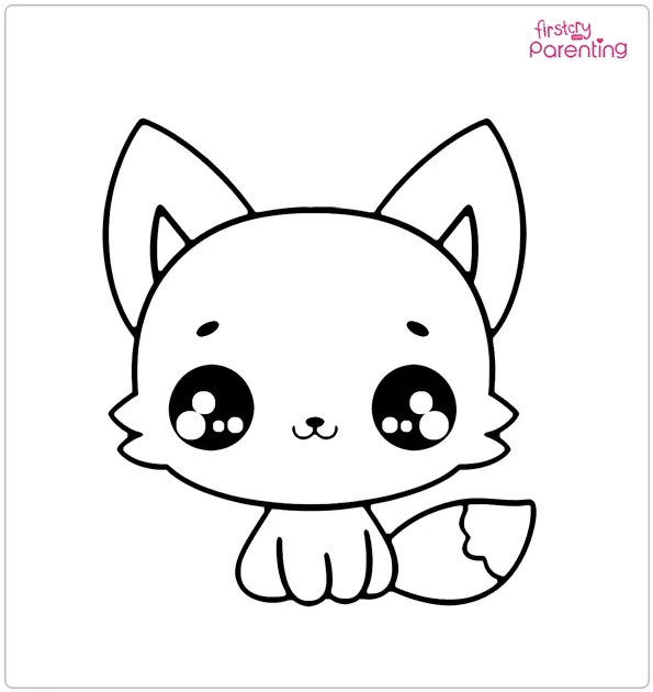 Kawaii Fox Colouring Page
