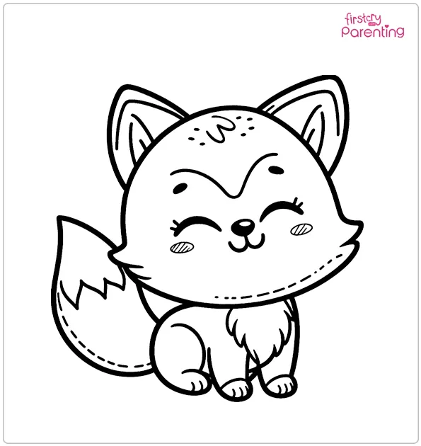 Smiling Fox Colouring Page