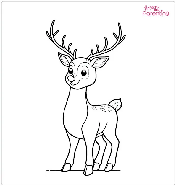Santa Claus Reindeer Colouring Page