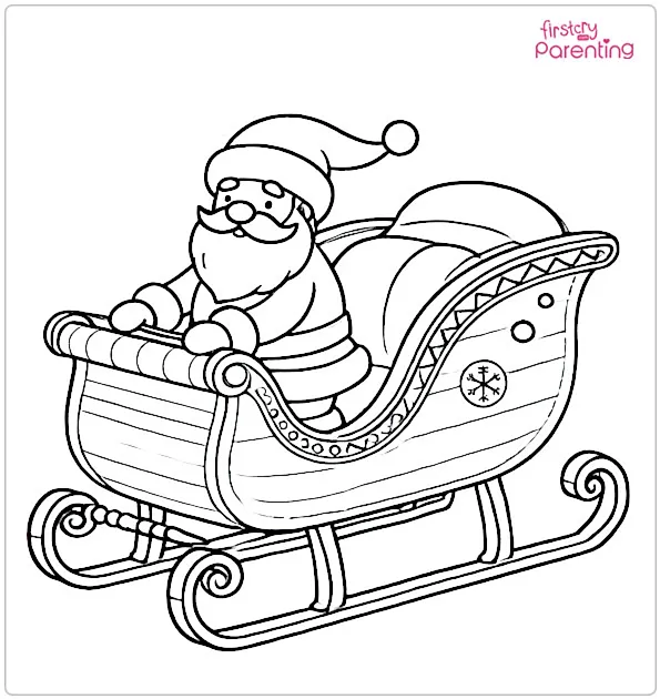 Santa Claus Sleigh Colouring Page