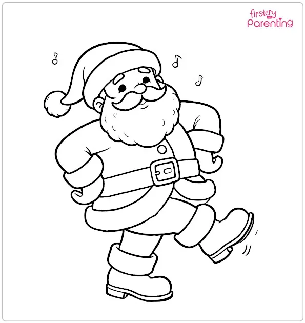Santa Dancing Coloring Page