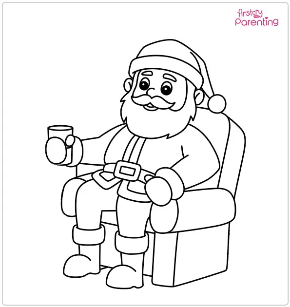 Santa on a Chair Coloring Page