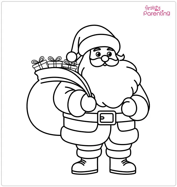 Santa with a Bag Coloring Page