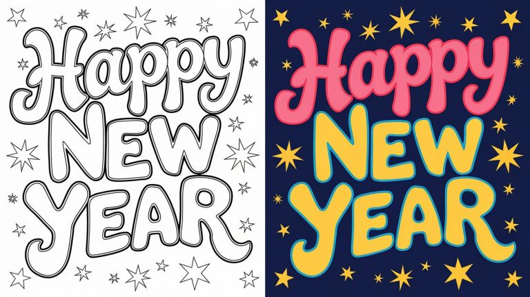 Happy New Year Colouring Pages - Free Printable Pages For Kids