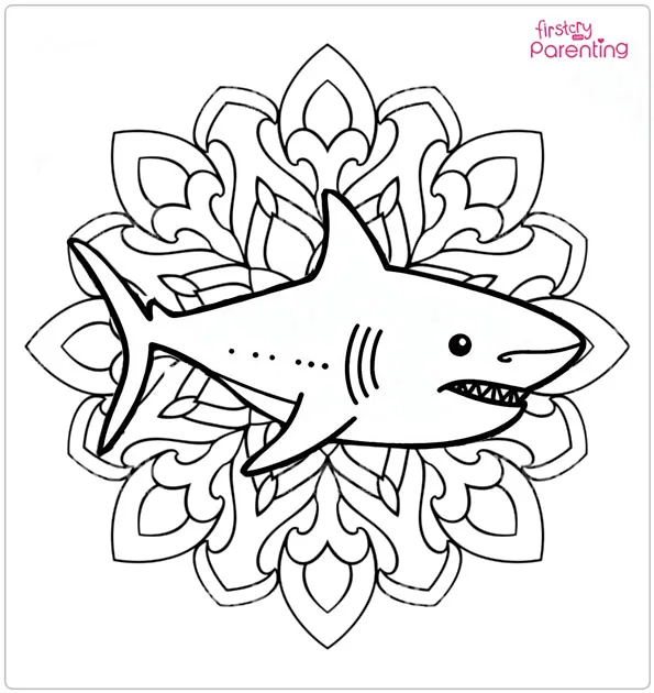 Shark Mandala Colouring Page