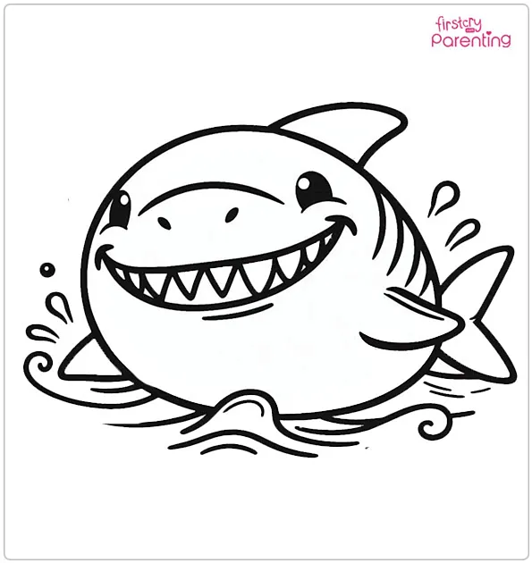 Smiling Shark Colouring Page