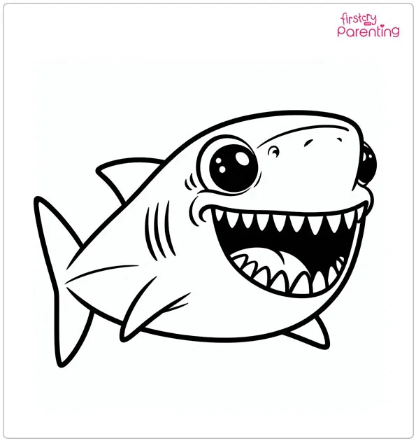 Big Mouth Shark Colouring Page