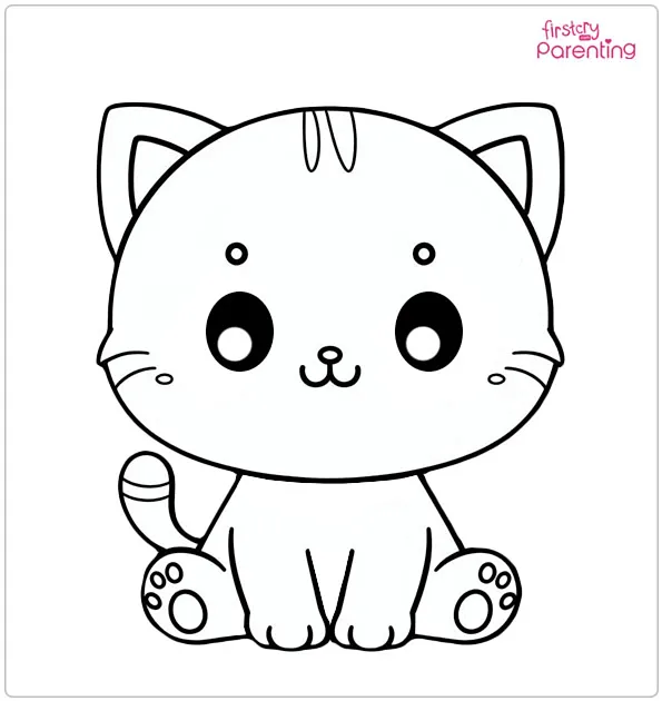 Cute Kitten Colouring Page