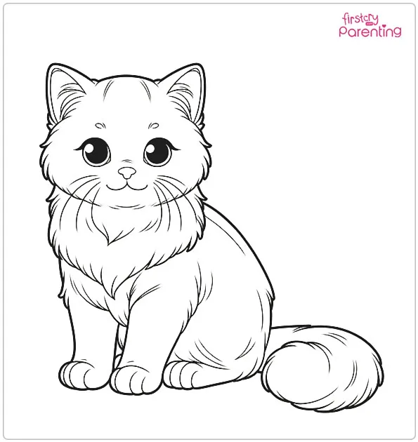 Realistic Kitten Colouring Page