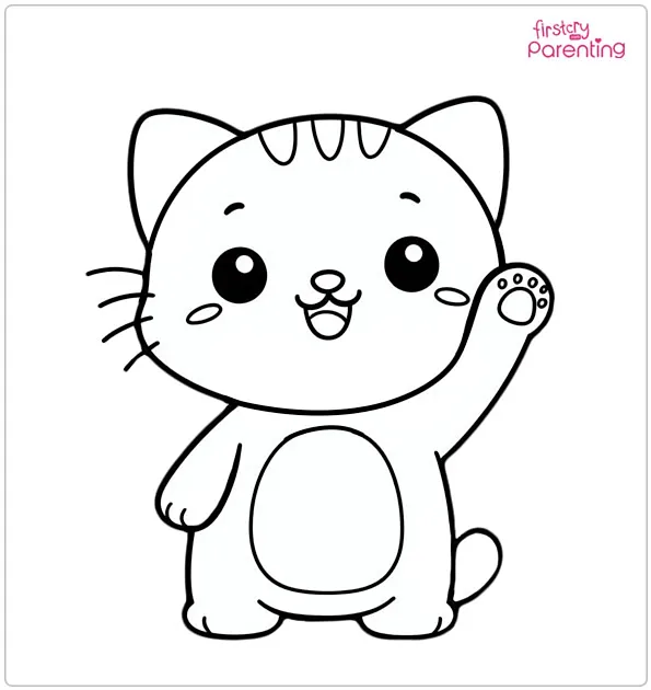 Happy Kitten Colouring Page
