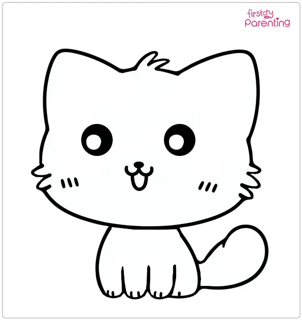 Kawaii Kitten Colouring Page