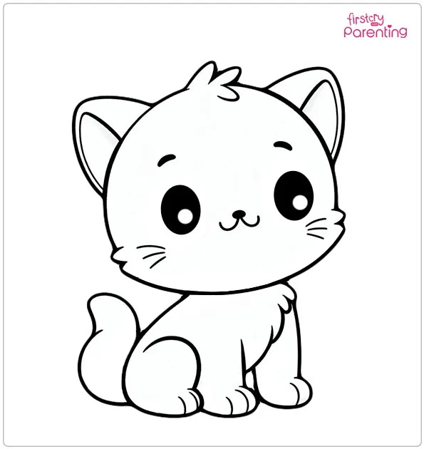 Cartoon Kitten Colouring Page