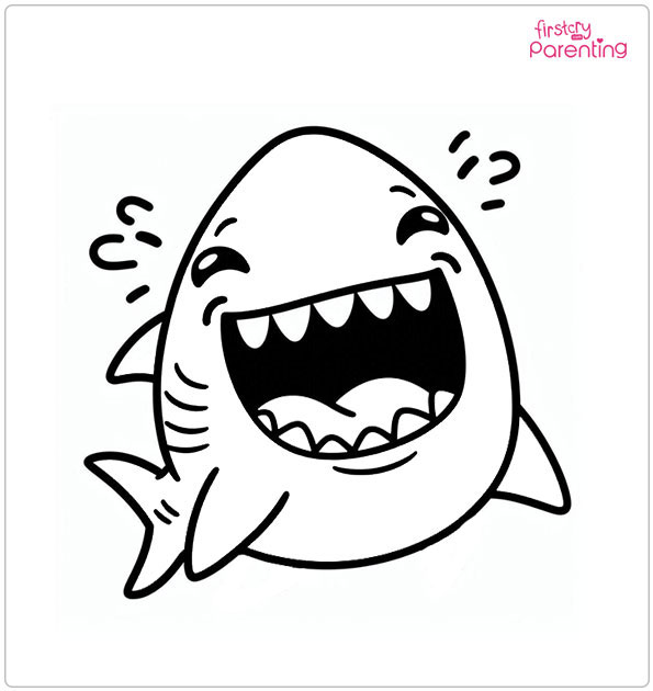 Laughing Shark Colouring Page