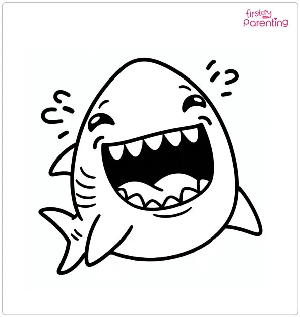 Laughing Shark Colouring Page