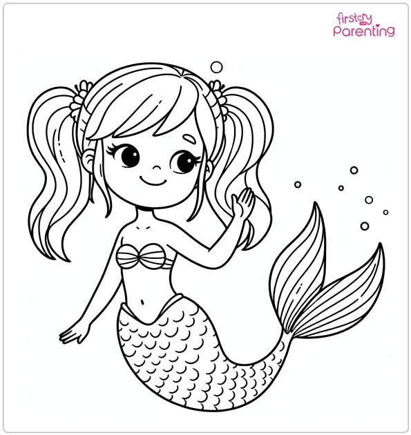 Easy Mermaid Colouring Page
