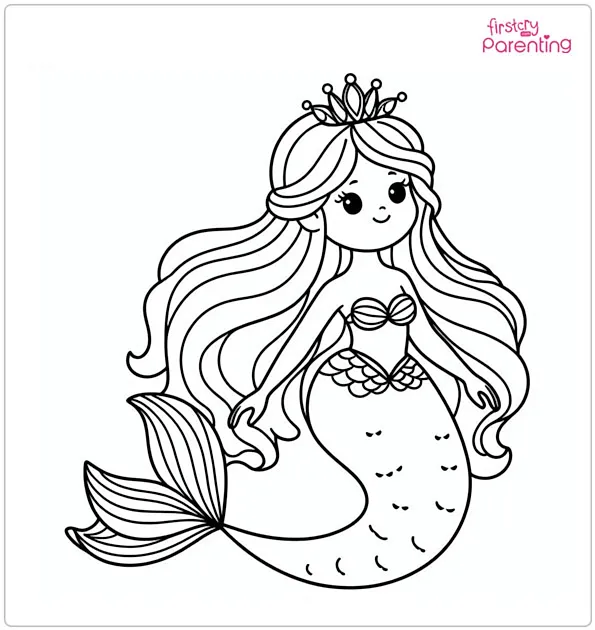 Princess Mermaid Colouring Page