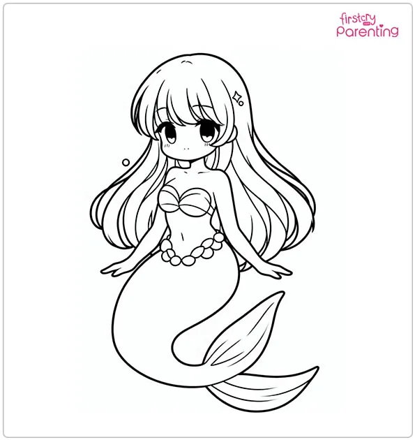 Anime Mermaid Colouring Page