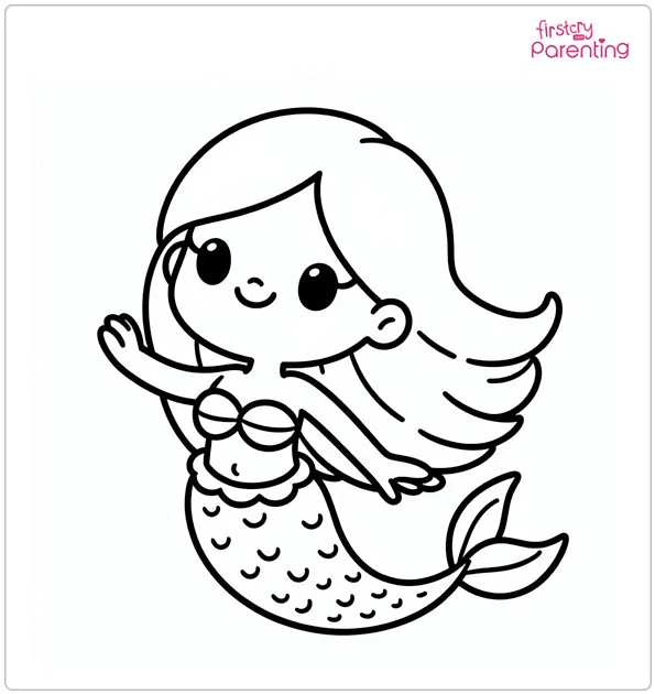 Cartoon Mermaid Colouring Page