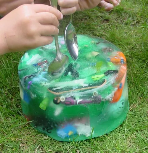 Toys in ice cubes