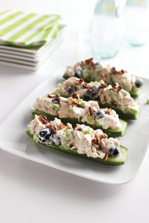 Turkey & Hummus Cucumber Boats