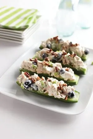 Turkey & Hummus Cucumber Boats
