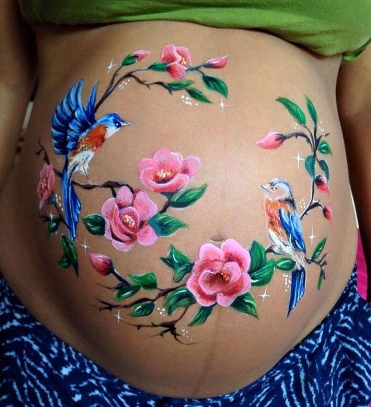 Twining Floral Vine Wrap pregnancy belly painting