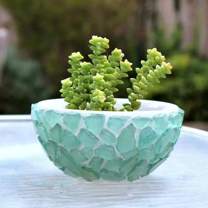 Sea Glass Planter Sea Glass Planter