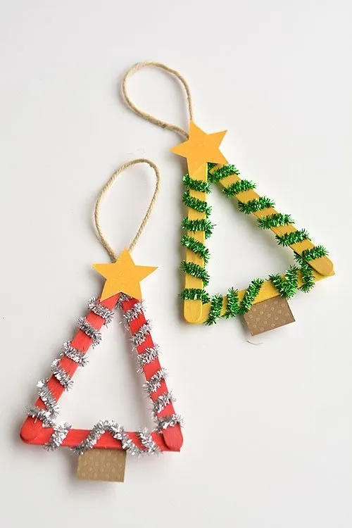 Popsicle Stick Christmas Tree Ornaments