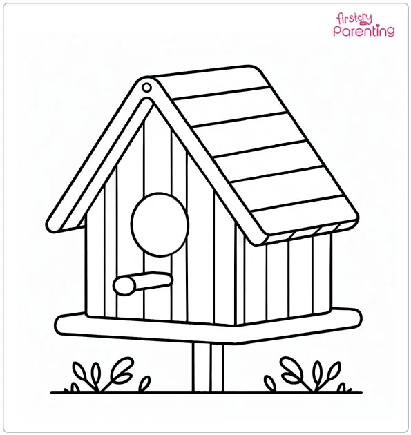 Bird House Coloring Page