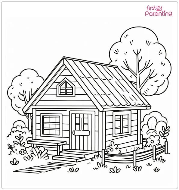 Cottage Coloring Page