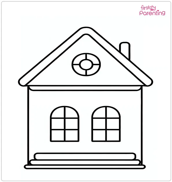 Easy House Coloring Page