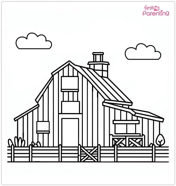 Farm House Coloring Page