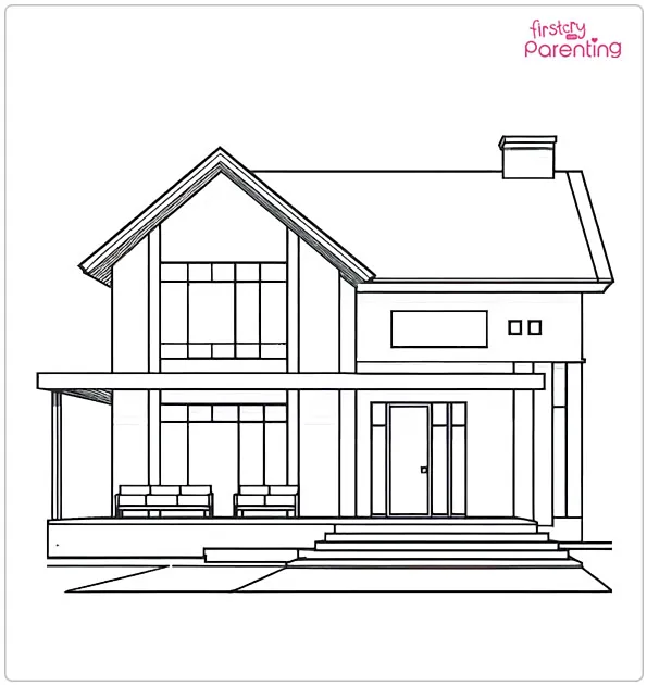 Modern House Coloring Page