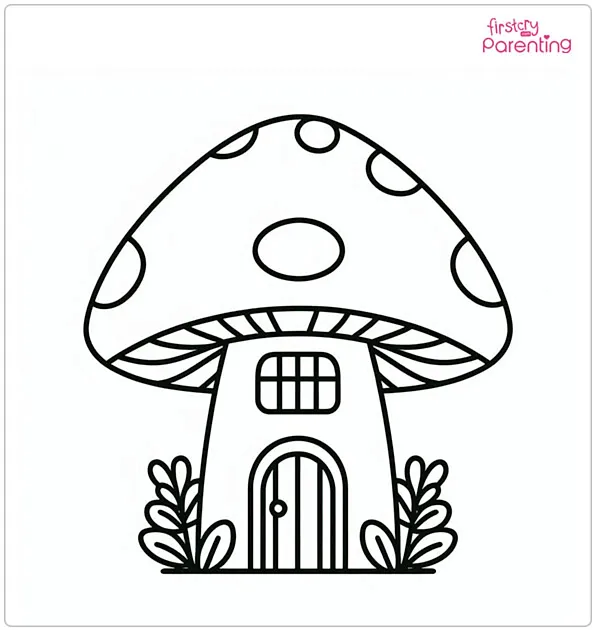 Mushroom House Coloring Page