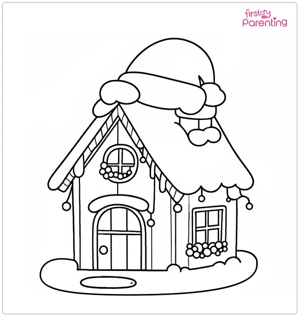 Santa's House Coloring Page