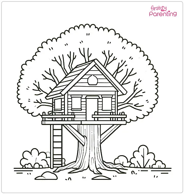 Tree House Coloring Page
