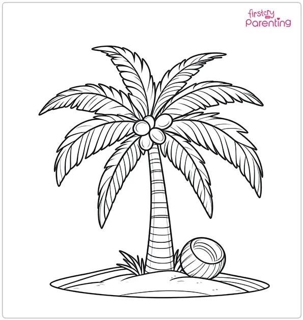 Coconut Tree Coloring Page