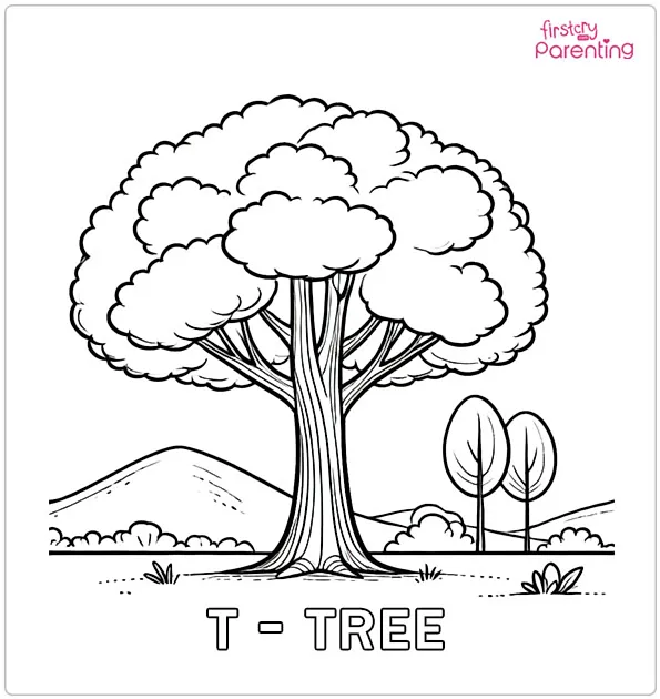 T For Tree Coloring Page