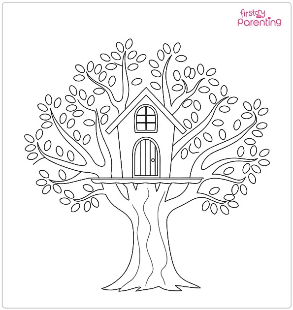 Tree House Coloring Page