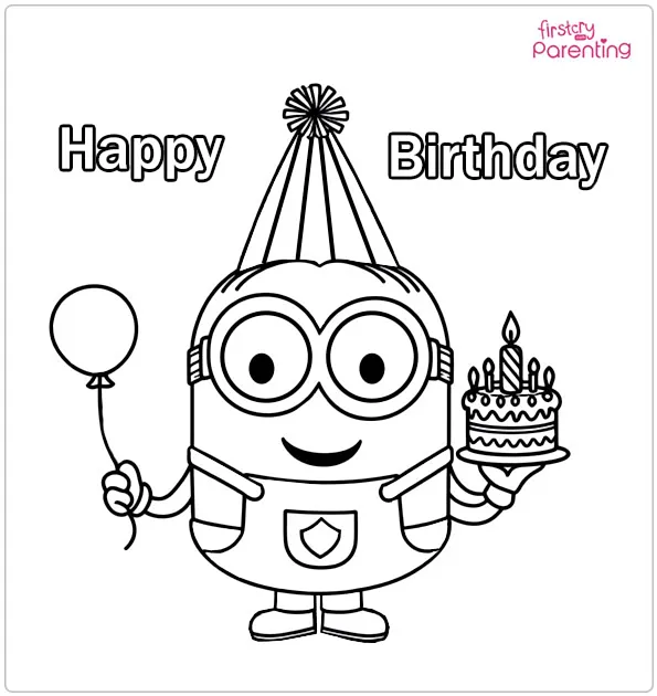 Happy Birthday Minion Coloring Page Happy Birthday Minion Coloring Page