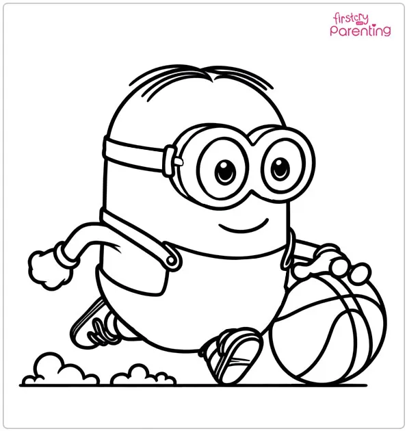 Minion Playing Basketball Coloring Page Minion Playing Basketball Coloring Page