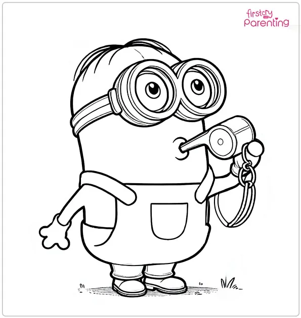 Minion Whistling Coloring Page Minion Whistling Coloring Page