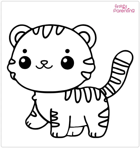 Kawaii Tiger Coloring Page