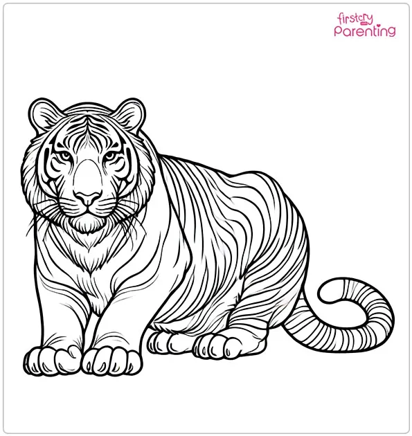 Realistic Tiger Coloring Page