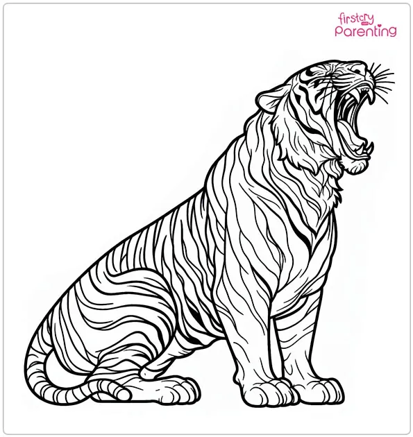 Roaring Tiger Coloring Page