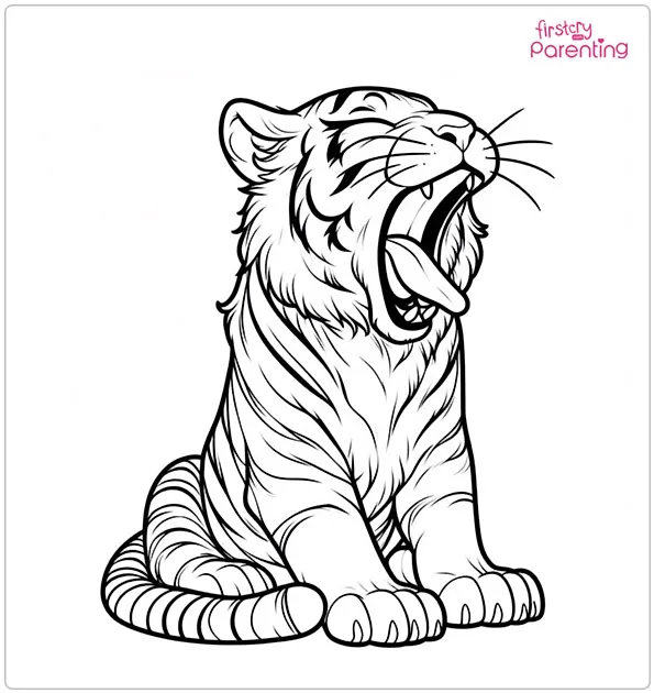 Yawning Tiger Coloring Page