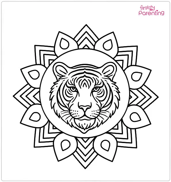 Tiger Head Mandala Coloring Page