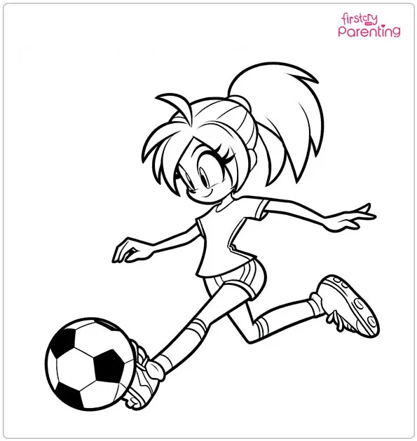 Amy Rose Plays Soccer Coloring Page