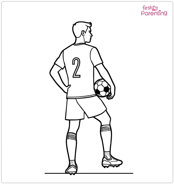 Back Of a Soccer Player Holding a Ball Coloring Page
